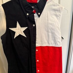 Texas flag Roper Red and Blue Sleeveless Shirt